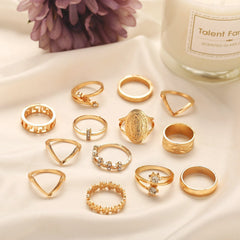 13 Piece Medallion Ring Set With Austrian Crystals 18K Gold Plated Ring ITALY Design - Visionary Express