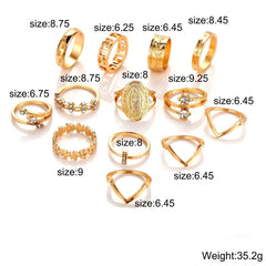 13 Piece Medallion Ring Set With Austrian Crystals 18K Gold Plated Ring ITALY Design - Visionary Express