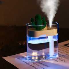 160ML Ultrasonic Air Humidifier Clear Cactus Color Light USB Essential Oil Diffuser Car Purifier Aroma Diffusor Anion Mist Maker - Visionary Express