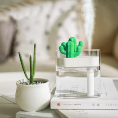 160ML Ultrasonic Air Humidifier Clear Cactus Color Light USB Essential Oil Diffuser Car Purifier Aroma Diffusor Anion Mist Maker - Visionary Express