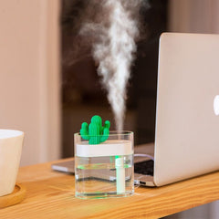 160ML Ultrasonic Air Humidifier Clear Cactus Color Light USB Essential Oil Diffuser Car Purifier Aroma Diffusor Anion Mist Maker - Visionary Express