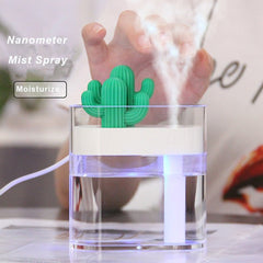 160ML Ultrasonic Air Humidifier Clear Cactus Color Light USB Essential Oil Diffuser Car Purifier Aroma Diffusor Anion Mist Maker - Visionary Express